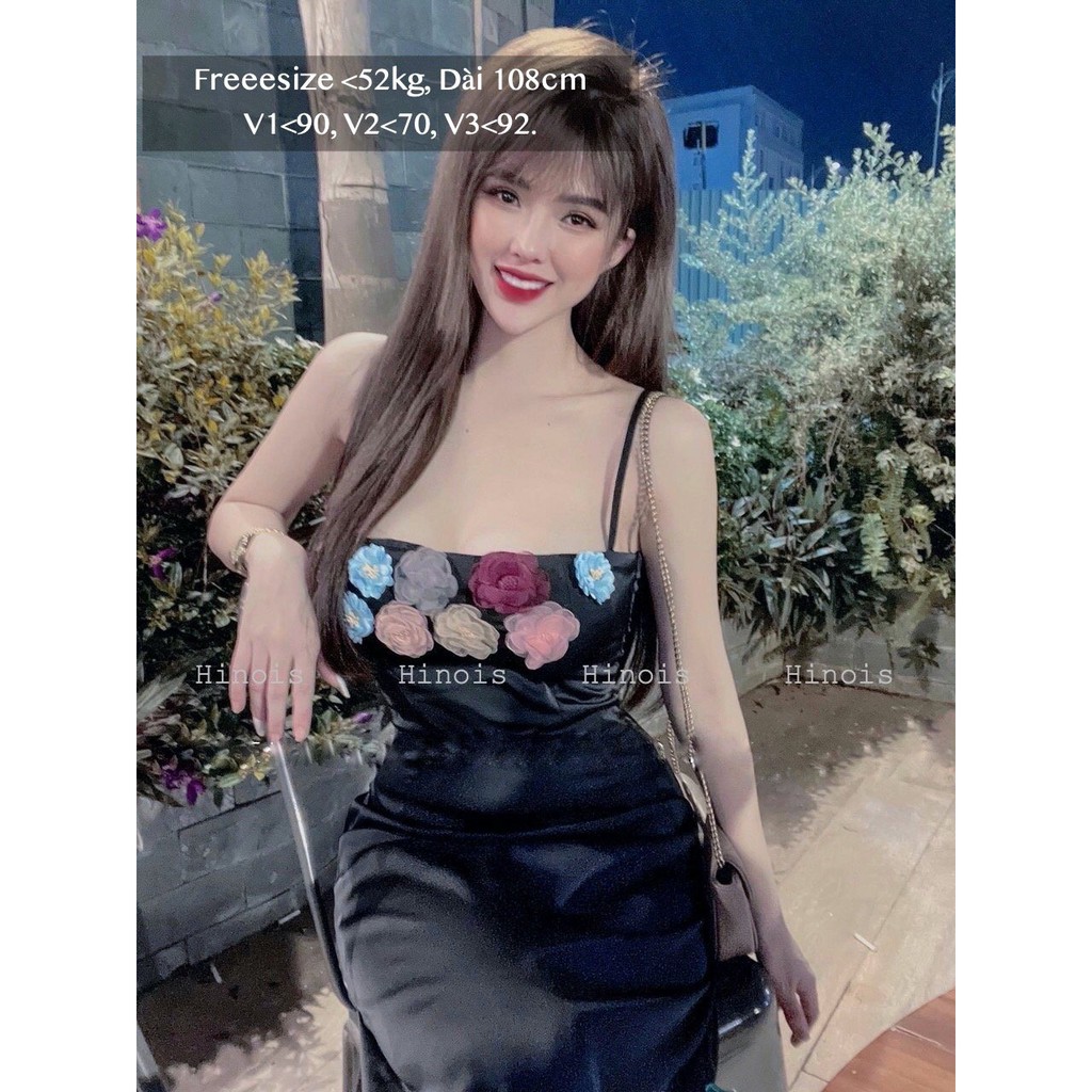 [HINOIS223]Đầm Body 2 Dây Phần Ngực Đính Hoa Cách Điệu Nữ Tính, Chất Liệu Lụa Cao Cấp Xịn Mịn,Thích Hợp Cho Nàng Đi Chơi | BigBuy360 - bigbuy360.vn