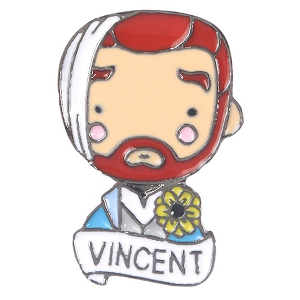 YOML✔Fashion English Letter Vincent Van Gogh Badge Alloy Brooch Pin Clothes Jewelry