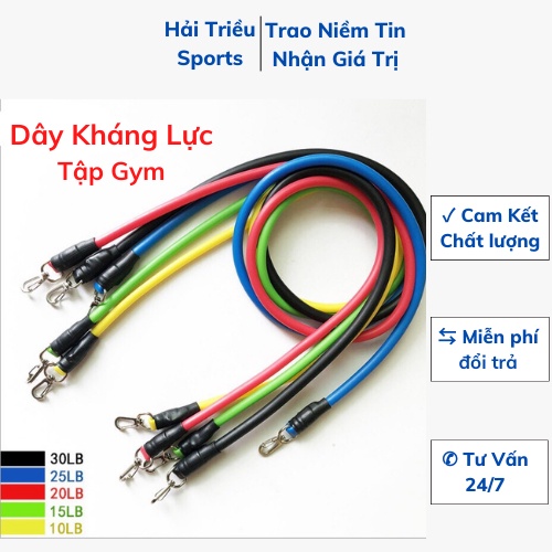 Dây kháng lực tập gym đa năng, dây ngũ sắc tập gym Hải Triều Sports