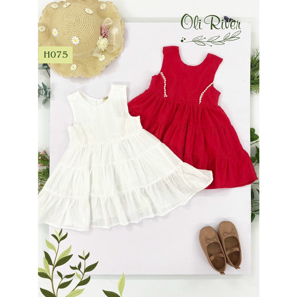 Váy bé gái sát nách cổ tròn dáng suông