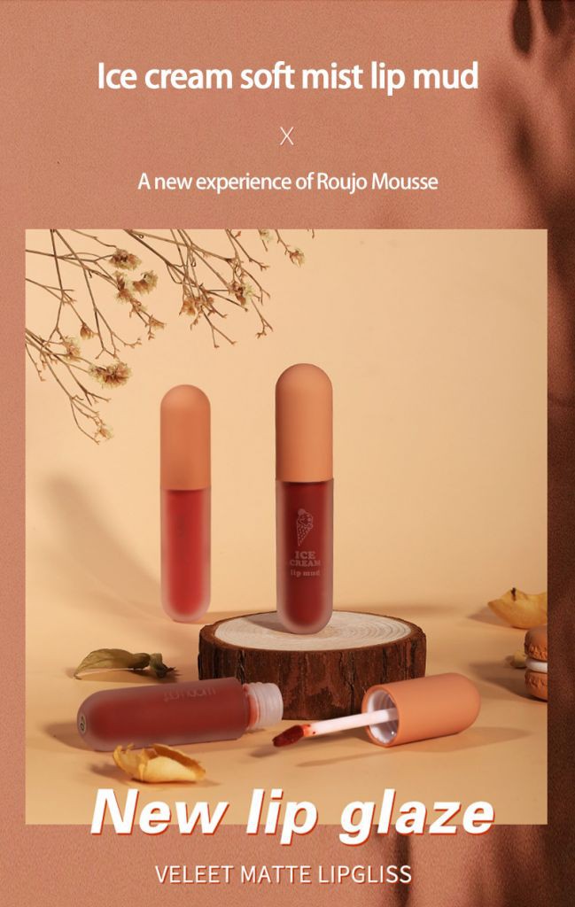 WODWOD Ice cream lip white light matte soft mist caramel orange brown milk tea mousse lip glaze techo | BigBuy360 - bigbuy360.vn
