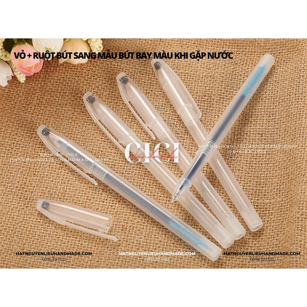 Vỏ + Ruột bút sang mẫu bút bay màu khi gặp nước Cici Handmade chuyên hạt nguyên liệu đính kết thời trang