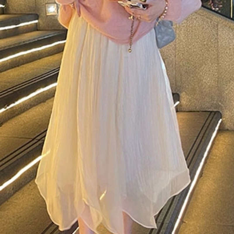 Chân váy lưới lưng cao thời trang thu đông