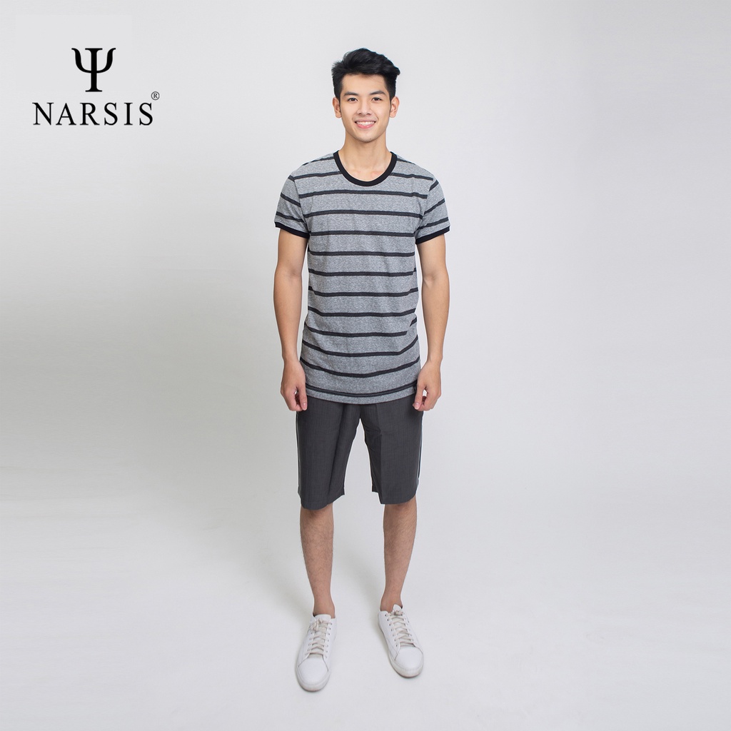 Áo thun nam cổ tròn ghi kẻ Narsis D4040