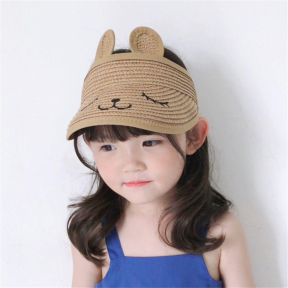 Mũ Cói Rộng Vành Hở Chóp Nhiều Màu Sắc Thời Trang Mùa Hè Cho Bé