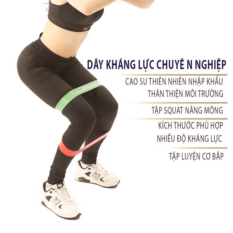 Dây kháng lực Miniband Band cao su tập chân mông, dây đàn hồi tập Gym bộ 6 dây Gym 34