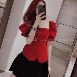 Áo Cổ Vuông Tay Bồng Hàng L1 (Có Mút Ngực)