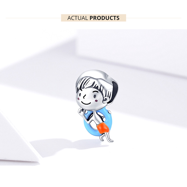 Hạt Trang Sức Bamoer SCC1525 Bạc 925 Hình Bé Trai Và Bé Gái Làm Vòng Tay