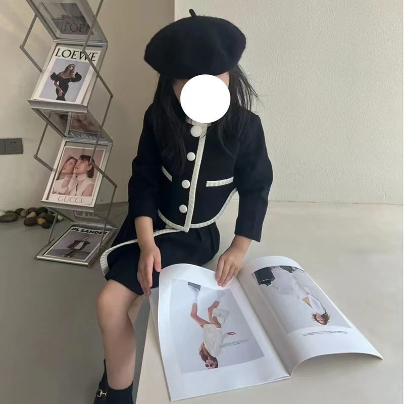 Bộ Áo Cardigan Tay Dài + Chân Váy Thời Trang Mùa Thu 2022 Phong Cách Hàn Quốc Mới Cho Bé Gái