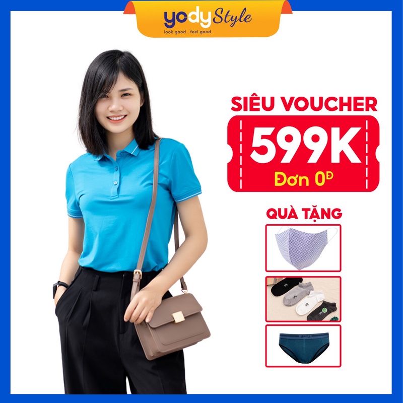 Áo polo pima nữ YODY, áo thun lạnh có cổ co dãn đàn hồi cực tốt - APN3010