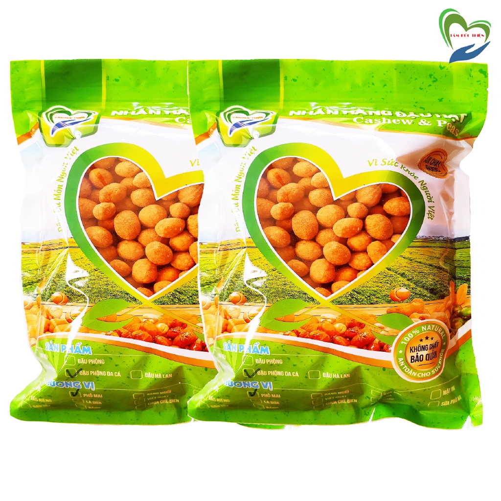 Combo 1KG Đậu Phộng Da Cá Phô Mai Tâm Đức Thiện (2 x Túi 500GR)