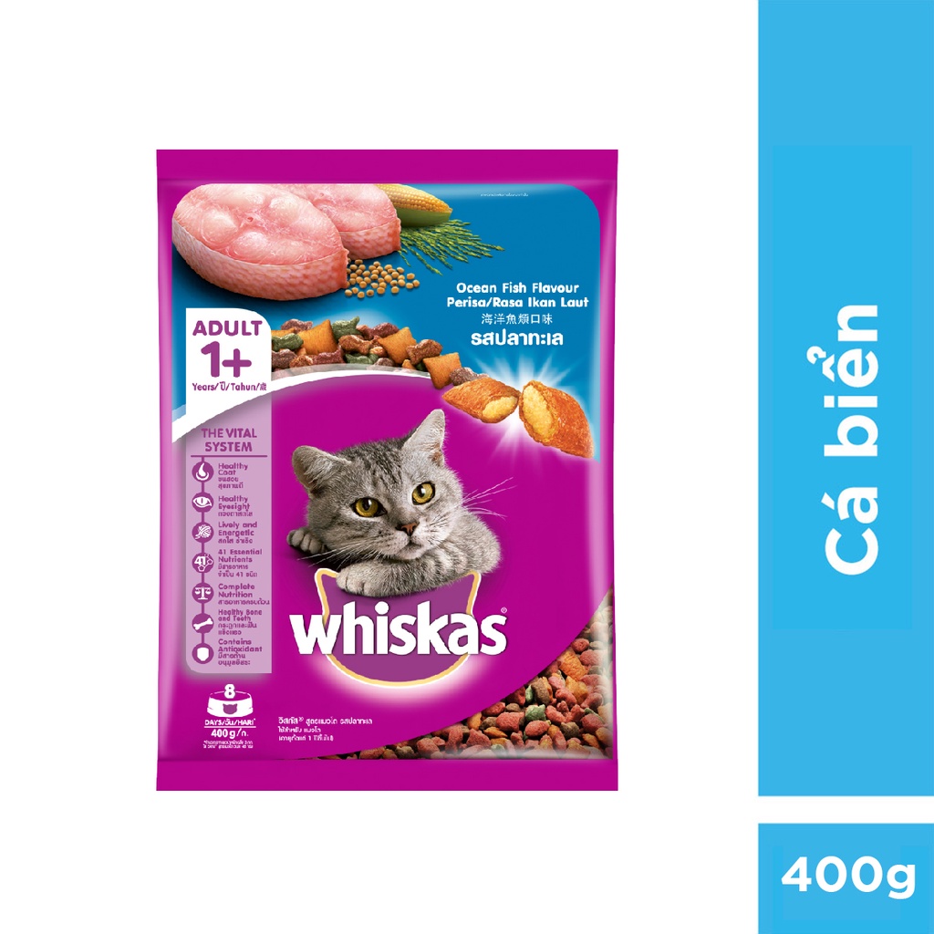 Thức ăn mèo Whiskas vị cá biển túi 400g