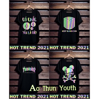 Áo thun tay lỡ from rộng Unisex in hình phản quang cực chất-100% cotton