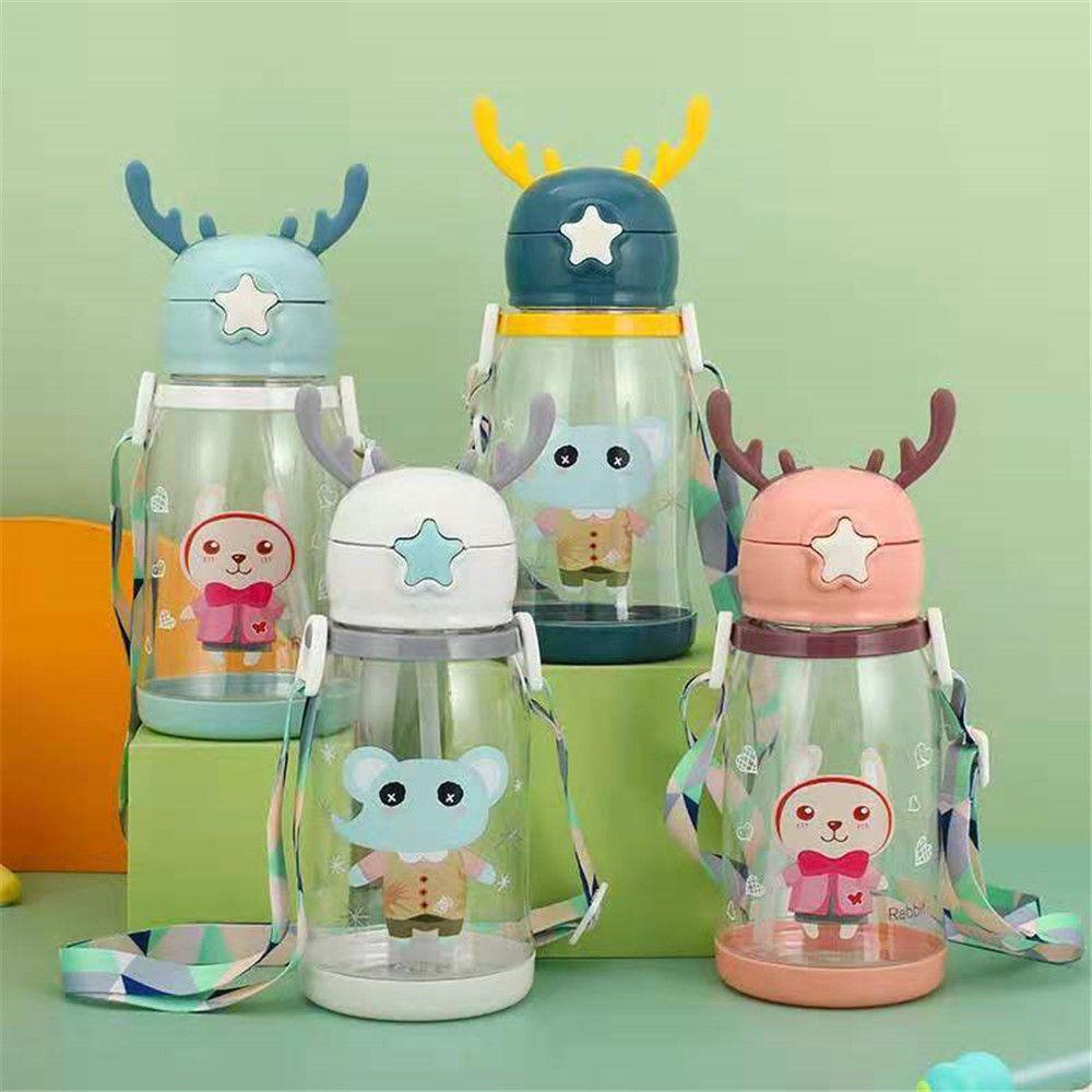 KUNHEV Bình Nước 600ML Họa Tiết Hoạt Hình Dễ Thương