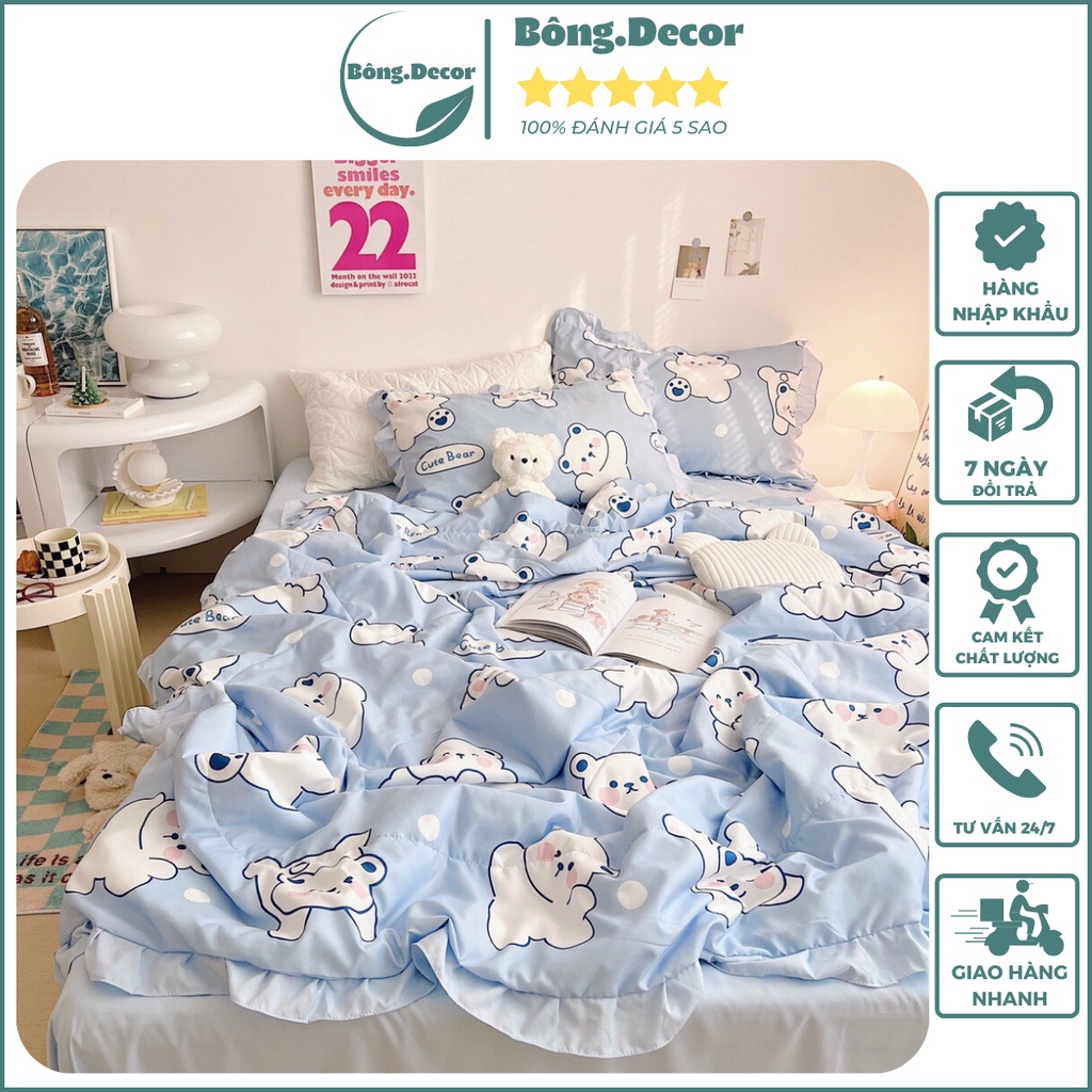 Bộ chăn ga gối cotton đũi bèo chăn trần bông nhập khẩu cao cấp, bộ drap giường vỏ gối cotton đũi thoáng mát mềm mại | BigBuy360 - bigbuy360.vn