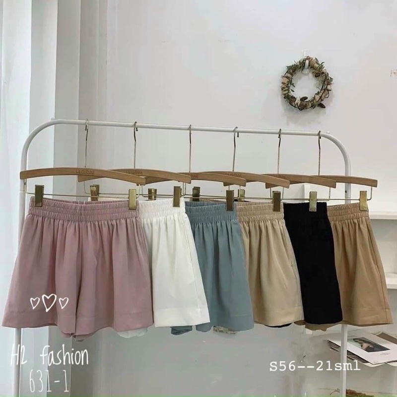 Quần shorts lụa trơn cạp chun cá tính nhiều màu