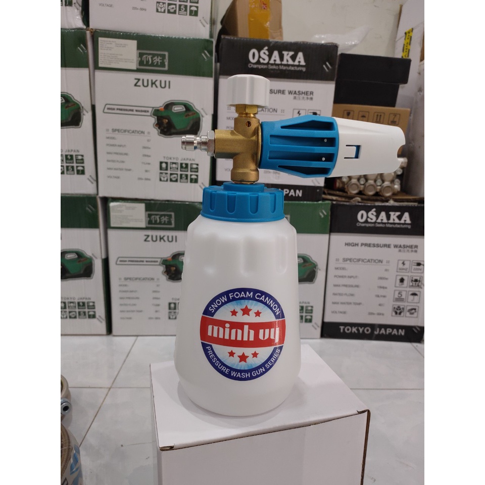 Bình tạo bọt tuyết PA 1L cao cấp - đầu chỉnh bọt đồng nguyên khối
