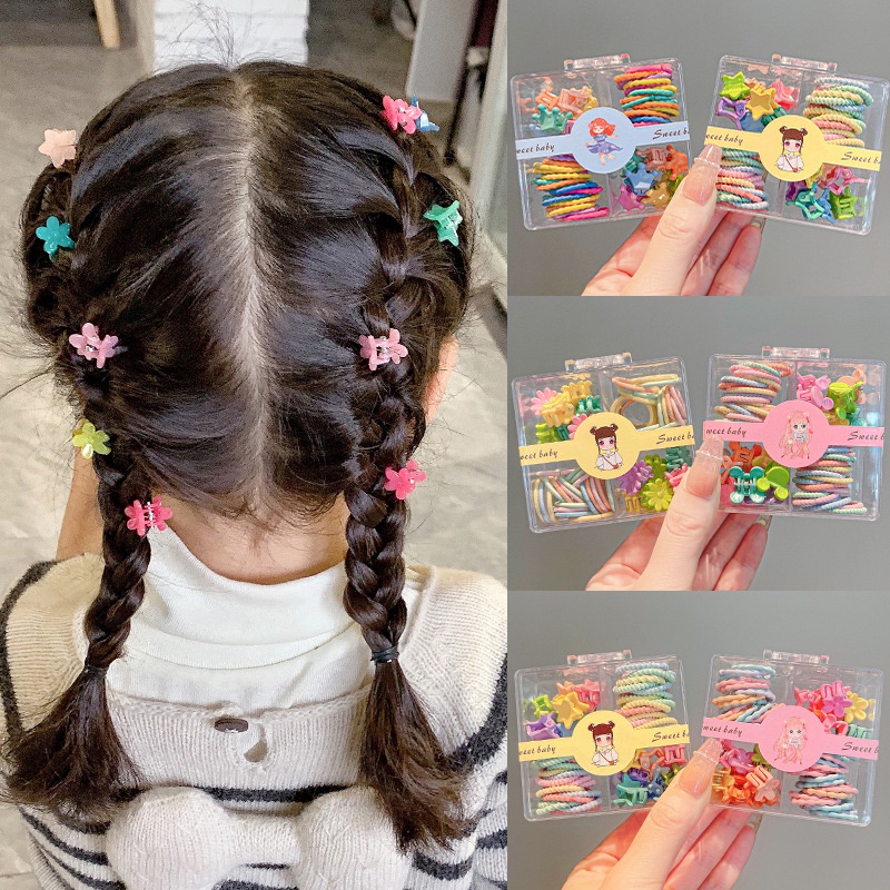 Set kẹp và dây buộc tóc họa tiết phim hoạt hình dễ thương dành cho trẻ em