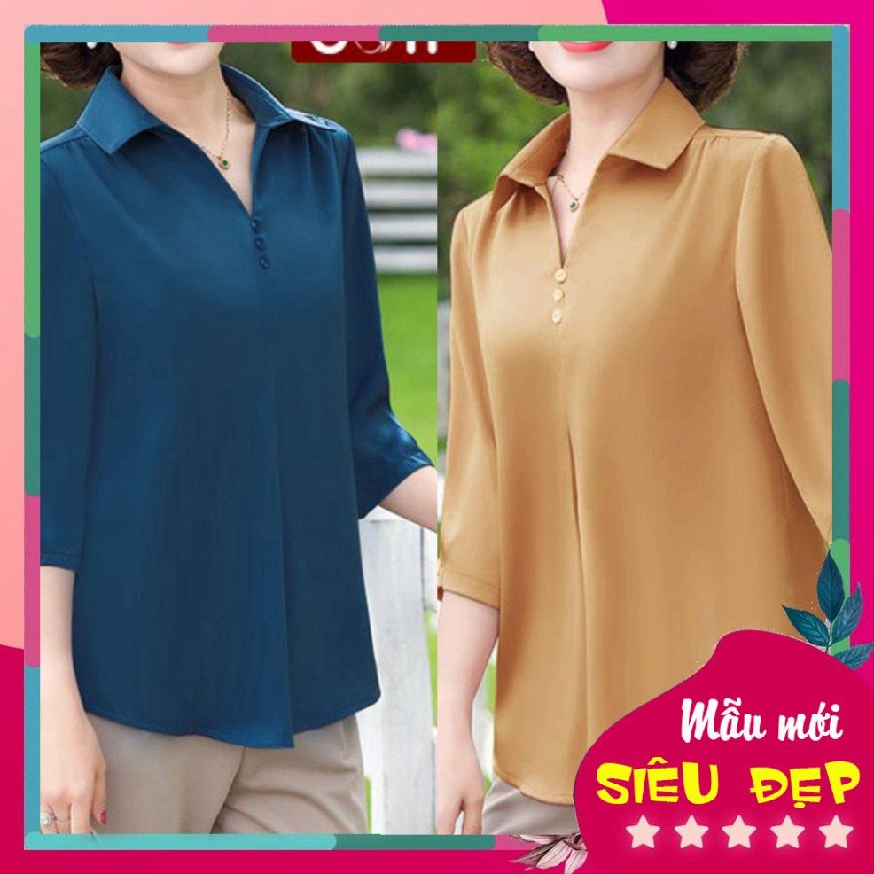 ÁO KIỂU GIẤU BỤNG BIGSIZE, ÁO KIỂU QUÝ BÀ ĐÍNH NÚT, ÁO KIỂU THỜI TRANG U50-60 CHO NGƯỜI MẬP 3A01 3A13
