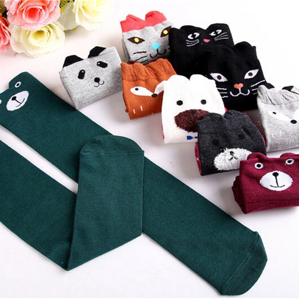 Đôi tất chân cao qua gối in hình động vật dễ thương cho nữ