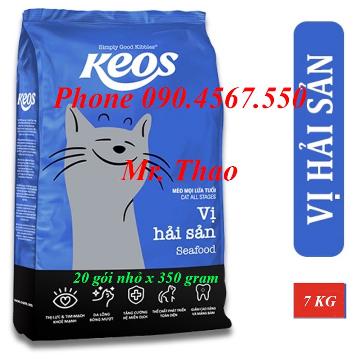 [9KG] Thức ăn vị hải sản dành cho Mèo , mọi lứa tuổi - KEOS CAT ALL STAGES SEAFOOD