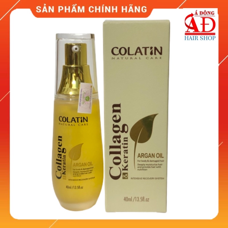[+Tặng mũ trùm] TINH DẦU COLATIN ARGAN OIL DƯƠNG BÓNG TÓC 40ML - Chính hãng