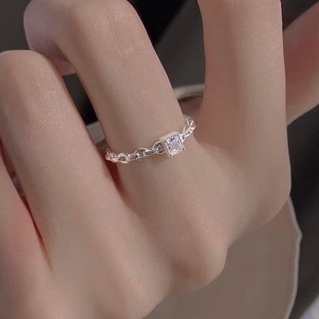 Nhẫn Bạc nữ đính đá vuông cao cấp, nhẫn bạc đá freesize_ 𝑪𝒂𝒎 𝒌𝒆̂́𝒕 𝒄𝒉𝒖𝒂̂̉𝒏 𝑩𝒂̣𝒄_ TUNA SILVER Trang sức Bạc cao cấp