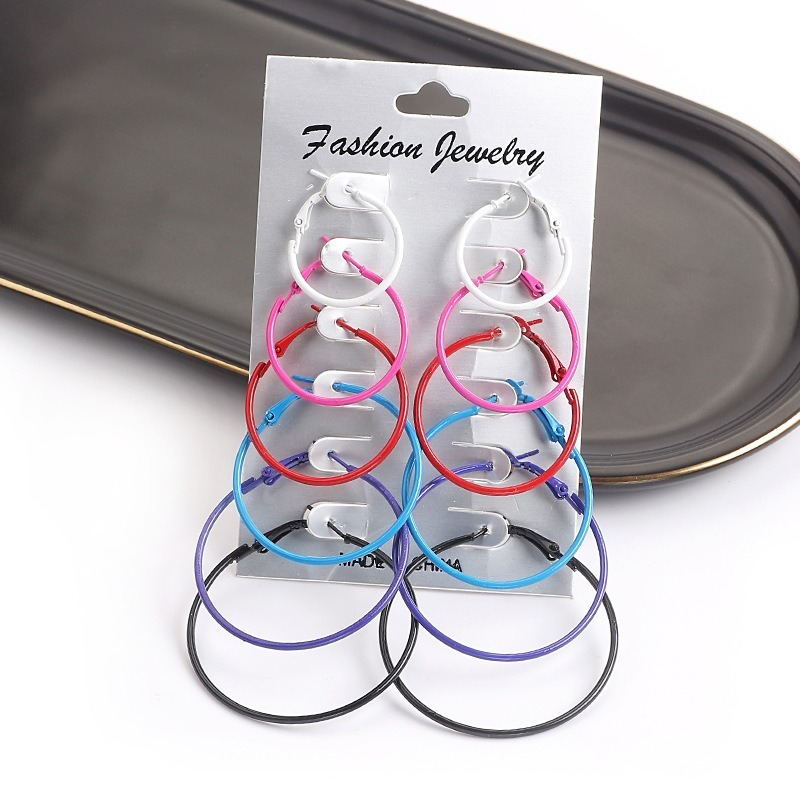 Set 6 Đôi Khuyên Tai Dạng Vòng Thời Trang Cho Nữ