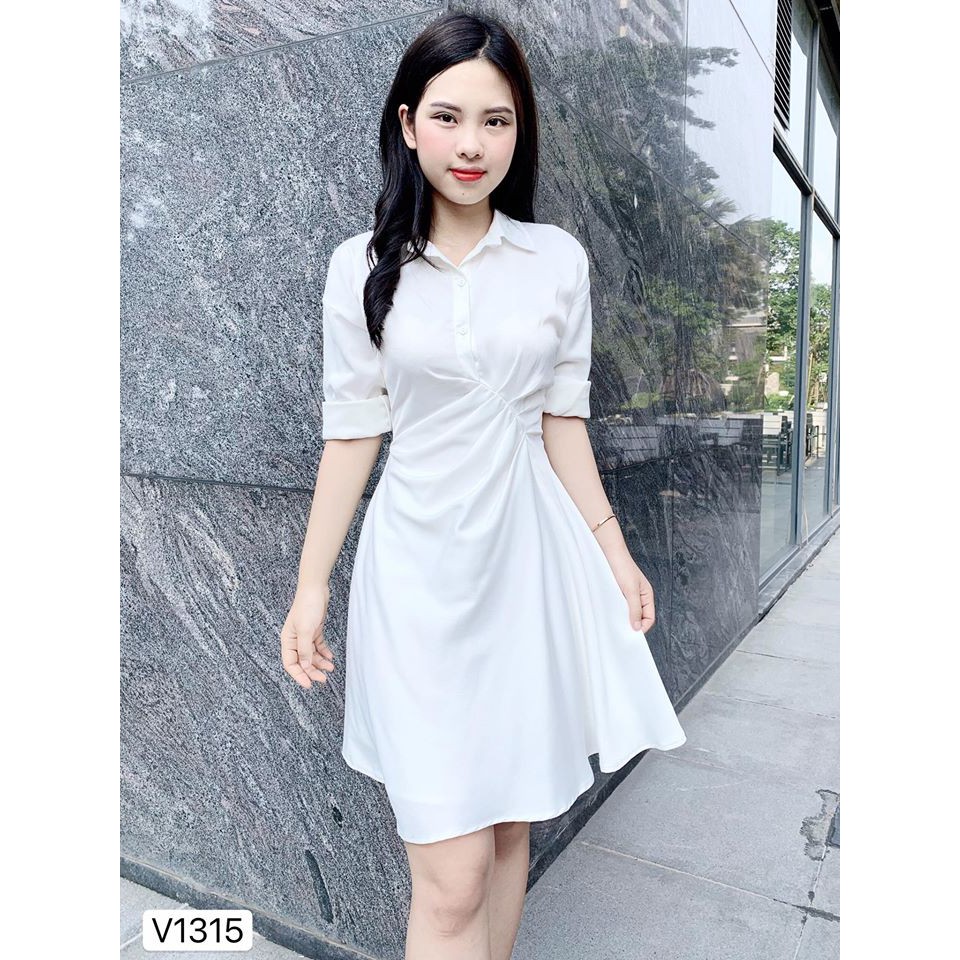 Váy sơ mi trắng nhún eo cao cấp V1315 - Tadi Fashion | BigBuy360 - bigbuy360.vn