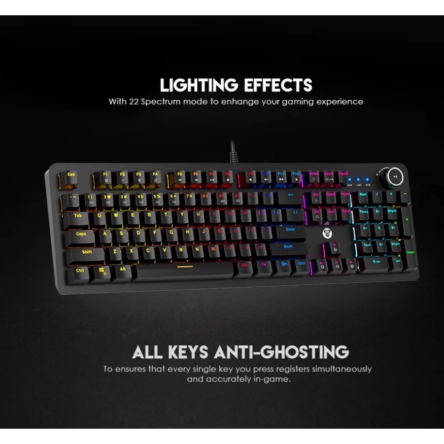 Bàn phím cơ Gaming Full-sized có dây Fantech MK853 MAXPOWER Outemu Blue/Red Switch LED RGB Gradient Full Anti Ghosting