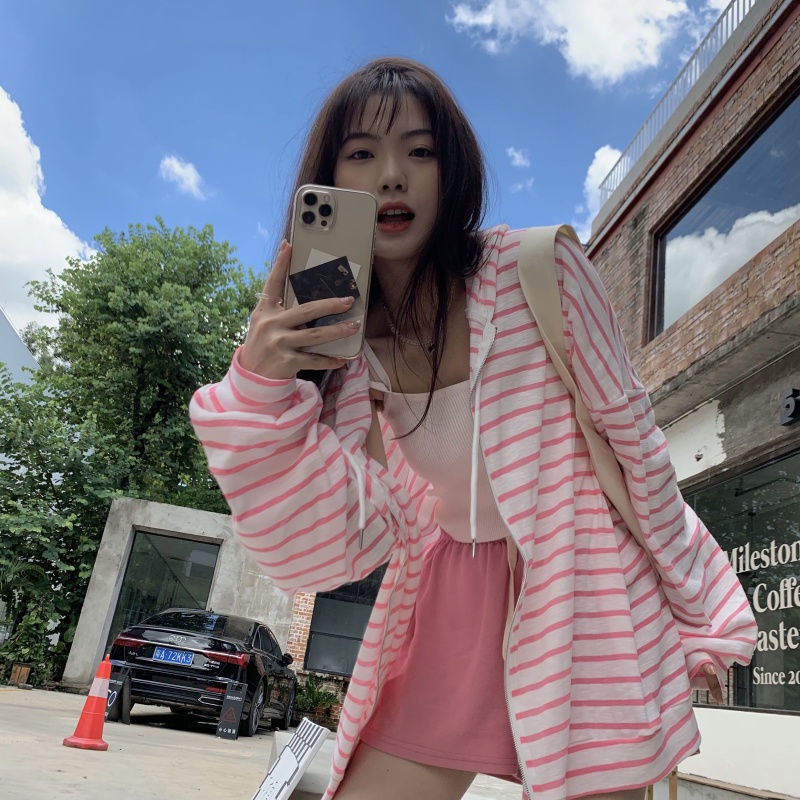 Áo Khoác cardigan Họa Tiết Kẻ Sọc Thời Trang Hàn Quốc Cho Nữ