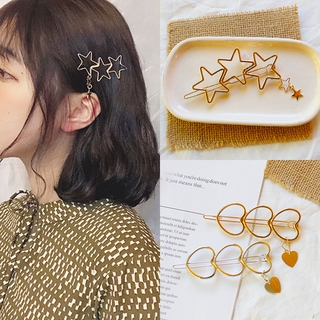 Phụ Kiện Kẹp Tóc Hình Trái Tim/ Ngôi Sao Rỗng Bằng Kim Loại