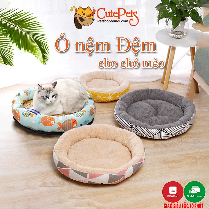 Đệm cho chó mèo tròn 2 lớp 45cm - Phụ kiện thú cưng Hà Nội