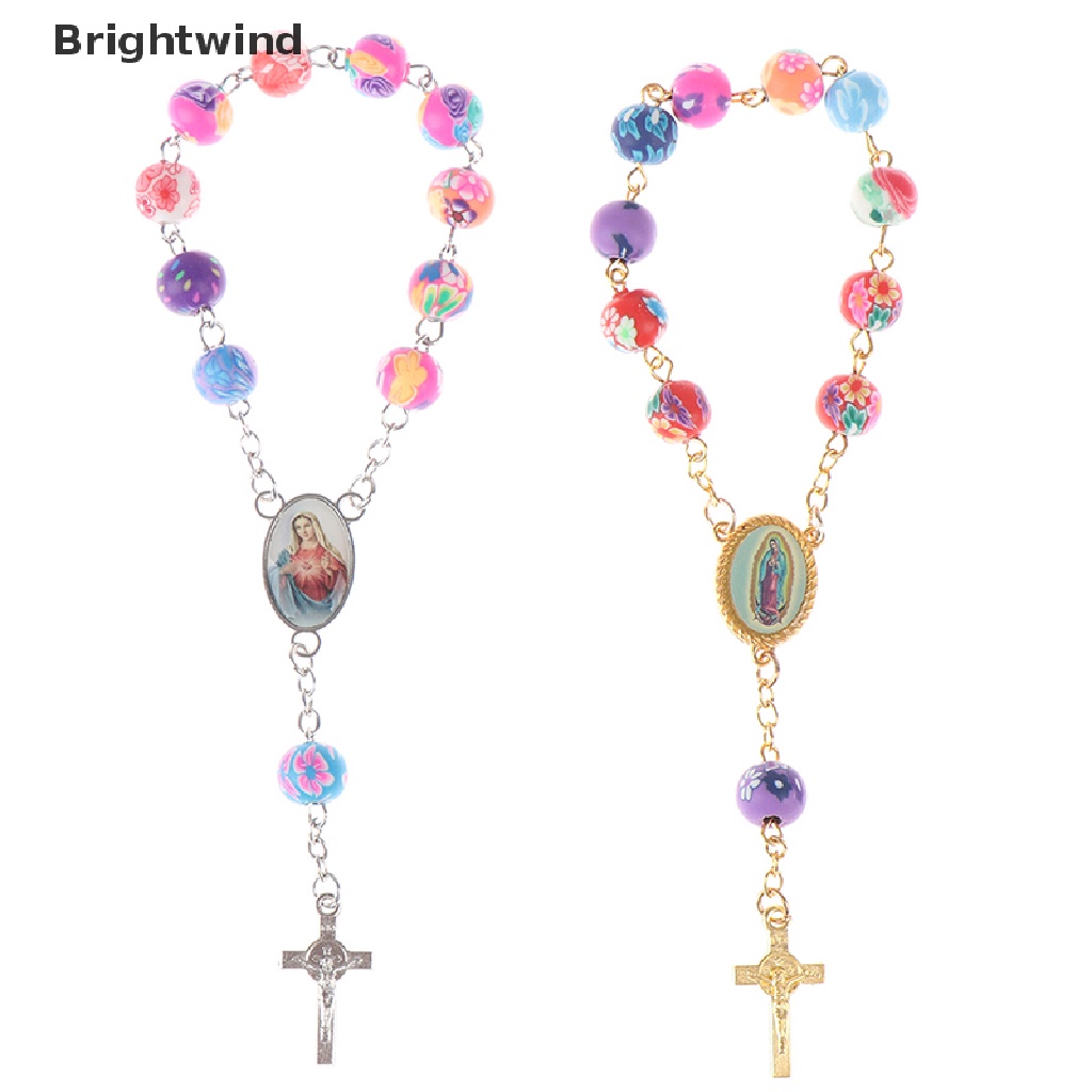 [Brightwind] Rosary Bead Bracelet Catholic Pendant Virgin Mary Christian Religious Jewelry Hot Sell