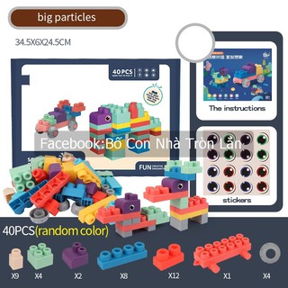 Lego nhựa dẻo cao cấp - hộp 40 chi tiết an toàn giáo dục sớm thông minh cho bé - giá rẻ nhất trên shopee