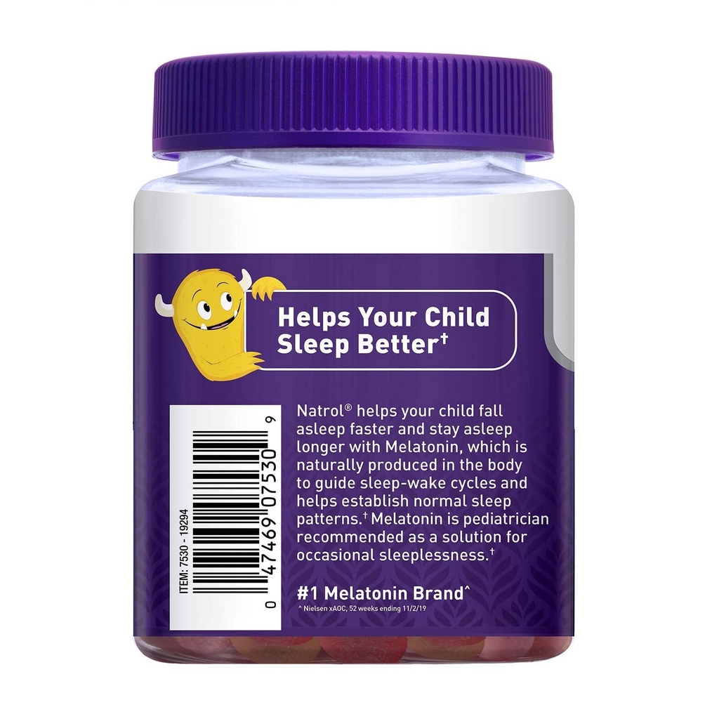 Natrol Melatonin Kids Kẹo dẻo ngủ ngon, hỗ trợ giấc ngủ cho bé 90 viên