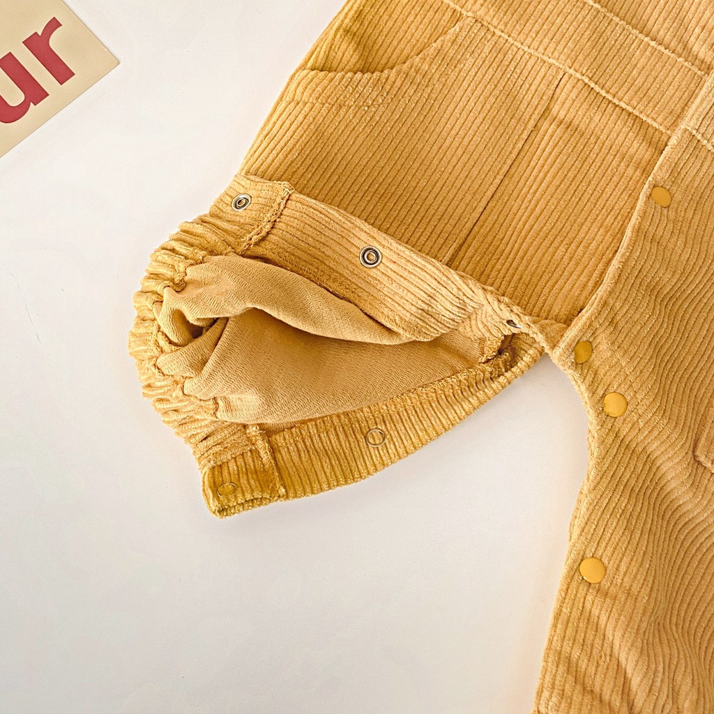 Áo liền quần SANLUTOZ vải cotton có túi hình gấu dễ thương thời trang mùa đông cho bé trai