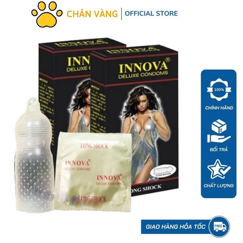 Combo 4 Hộp Bao Cao Su Kéo Dài Thời Gian Gân Gai 1 Lằn Thắt Innova Đen Hộp 12 Cái