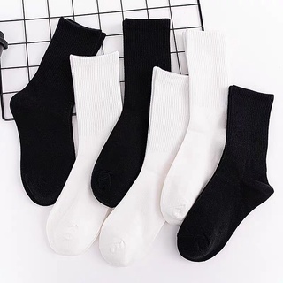 Vớ thể thao nam nữ 3B trắng đen chất cotton dày dặn, thấm hút mồ hôi