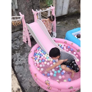 Cầu trượt xích đu cá mập bể bóng