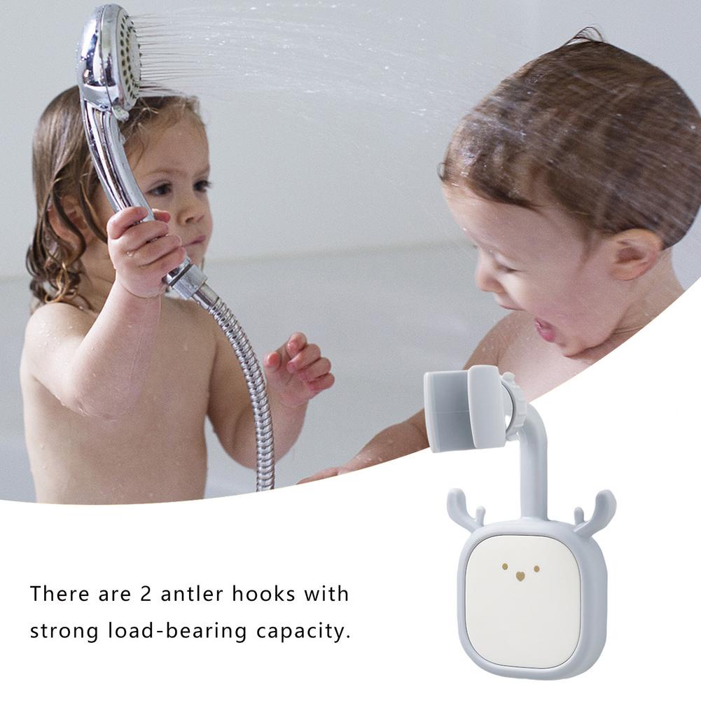 360° Giá Đỡ Đầu Vòi Hoa Sen Gắn Tường Tự Dính Hình Sừng Hươu Hoạt Hình Dễ Thương Có Thể Điều Chỉnh