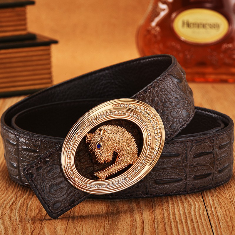 Thắt Lưng Nam Hình Báo T3 Đính Đá Khóa Cài Được Làm Bằng Hợp Kim