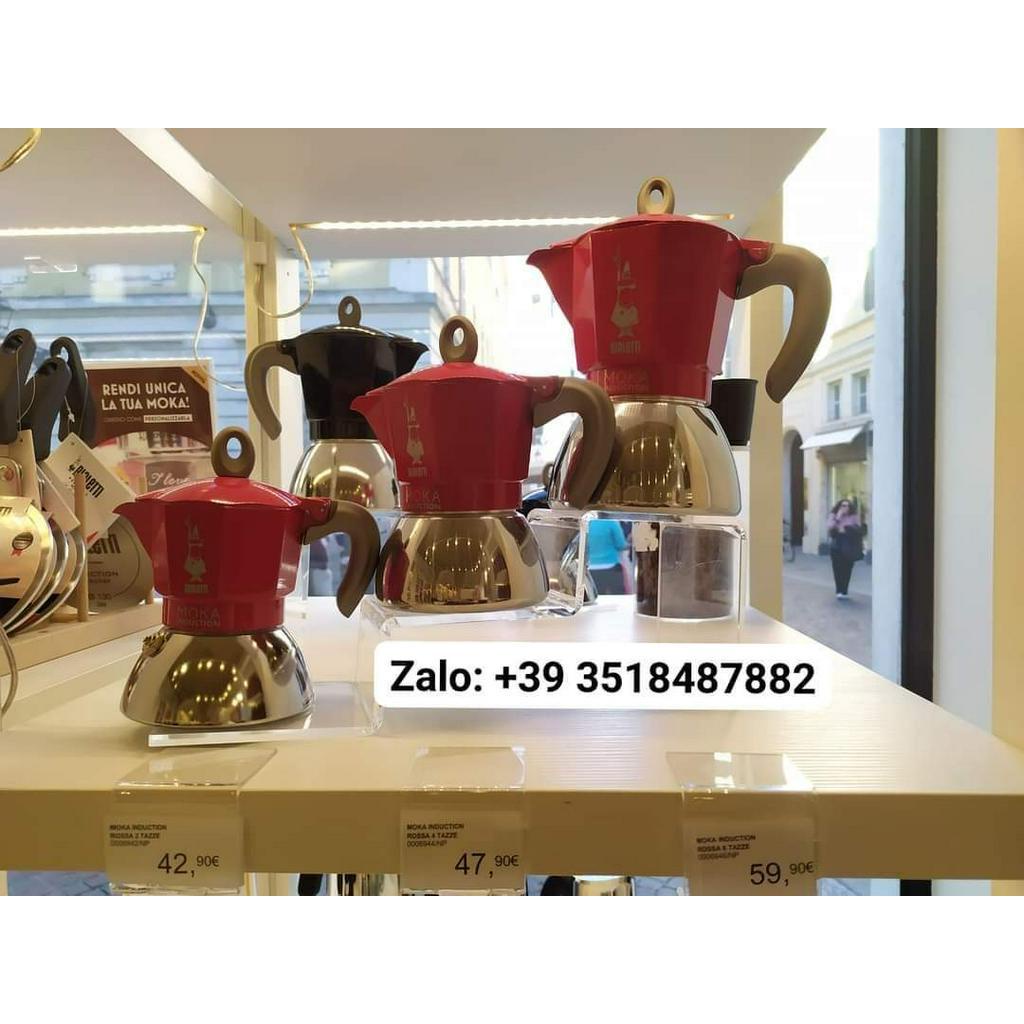 NỘI ĐỊA Ý- Ấm pha cafe moka Bialetti bếp từ đỏ 2 cup và 4 cup