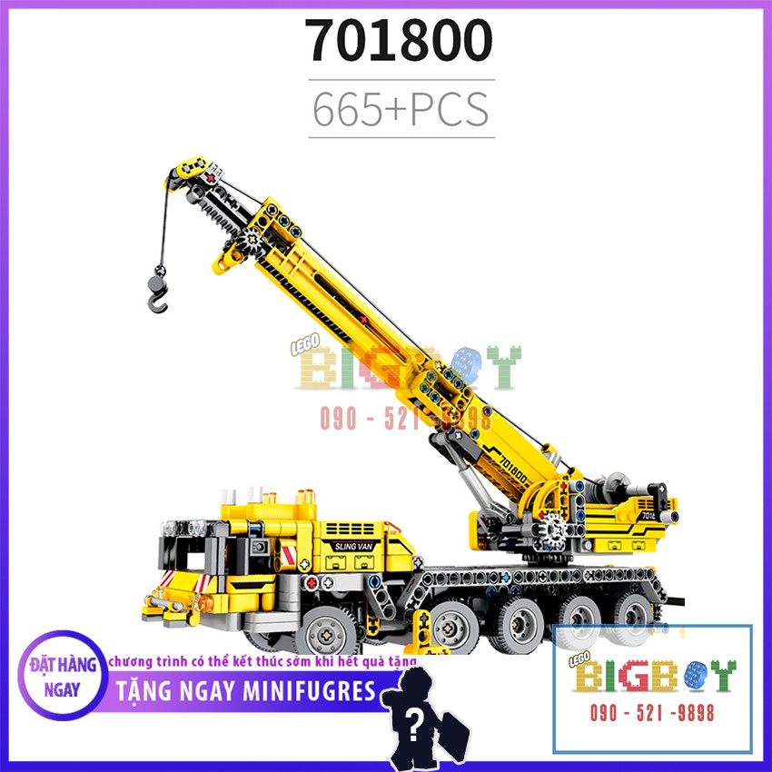 Xác thực！ Lego Technic [FREESHIP] Xe Cần Cẩu Lắp Ghép Đồ Chơi SY 701800, 665 PCS, Chất Liệu ABS Cao Cấp