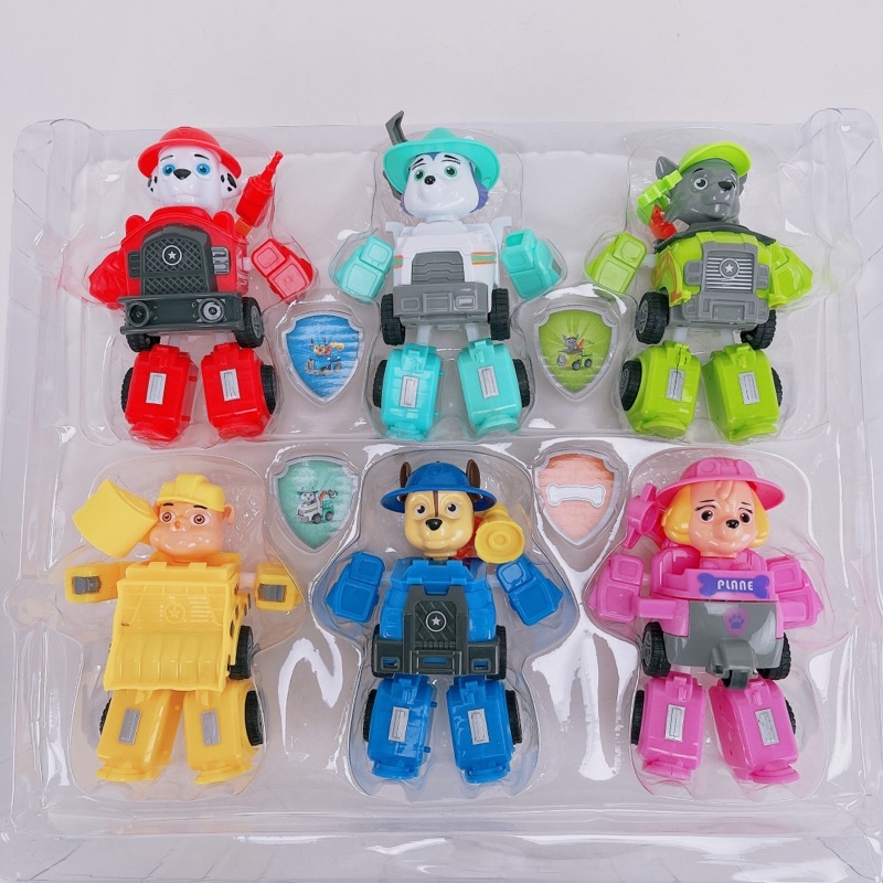 Bộ Đồ Chơi Mô Hình Nhân Vật Chó Cứu Hộ Pawpatrol-Set 6 Chó Biến Hình Robot Độc Đáo