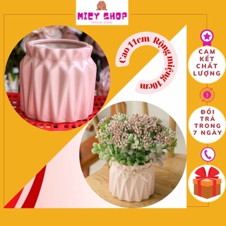 Chậu cây sen đá chậu trồng sen đá cây mini cây để bàn làm việc chậu cây decor gốm sứ Bát Tràng Cao 11cm MICY