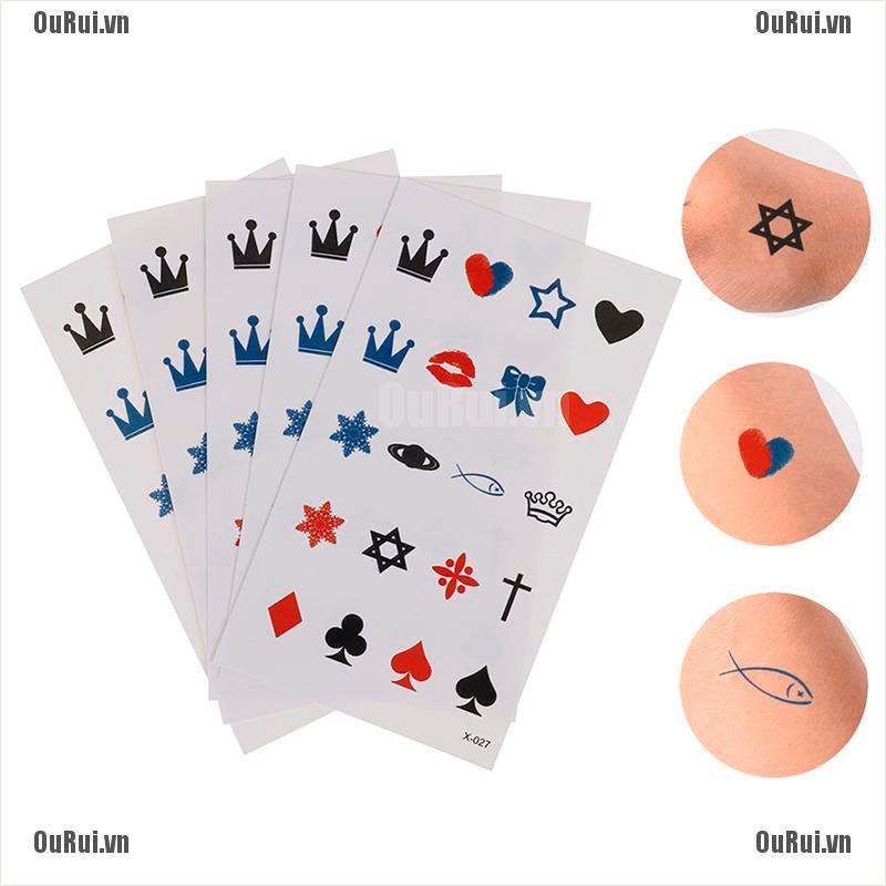 AS 5pcs Fishing Crown Waterproof Temporary Tattoo Temporales Glitter Sleeve Tattoo MC