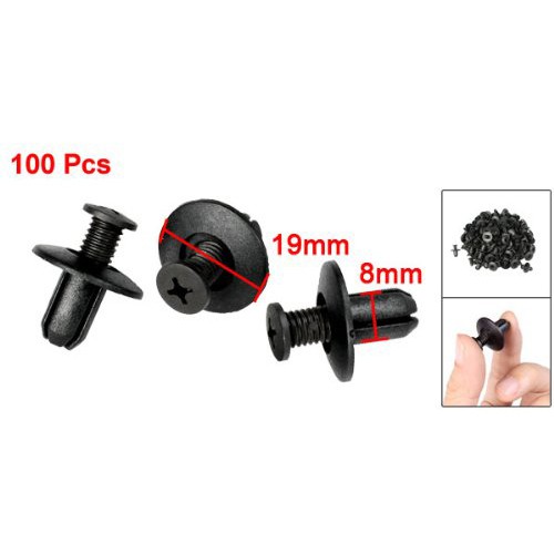 100 Đinh Tán Nhựa Đen 8mm Cho Xe Hơi