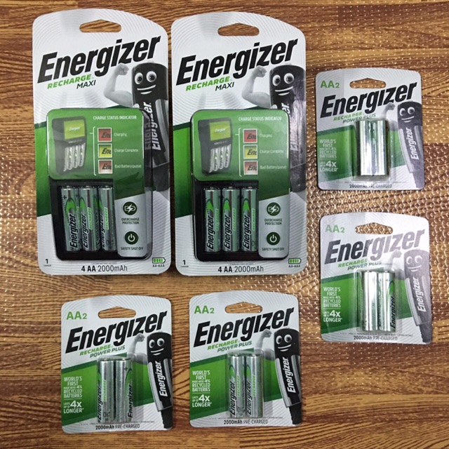 Combo 2 Bộ Sạc Nhanh Tự Ngắt Kèm 8 Pin AA Energizer Chính Hãng