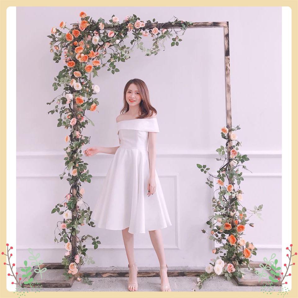 [Thiết Kế Cao Cấp]  Đầm dự tiệc trắng trễ vai cao cấp hàng thiết kế thanh lịch Sahara Dress  - Maczi